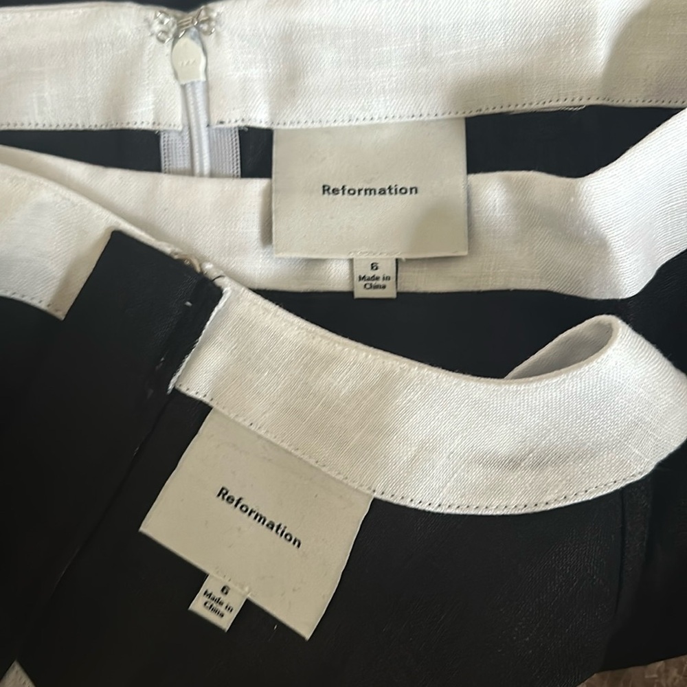 NEW Reformation Robbie Linen Two Piece in Black & White - size 6 - Picture 9 of 11